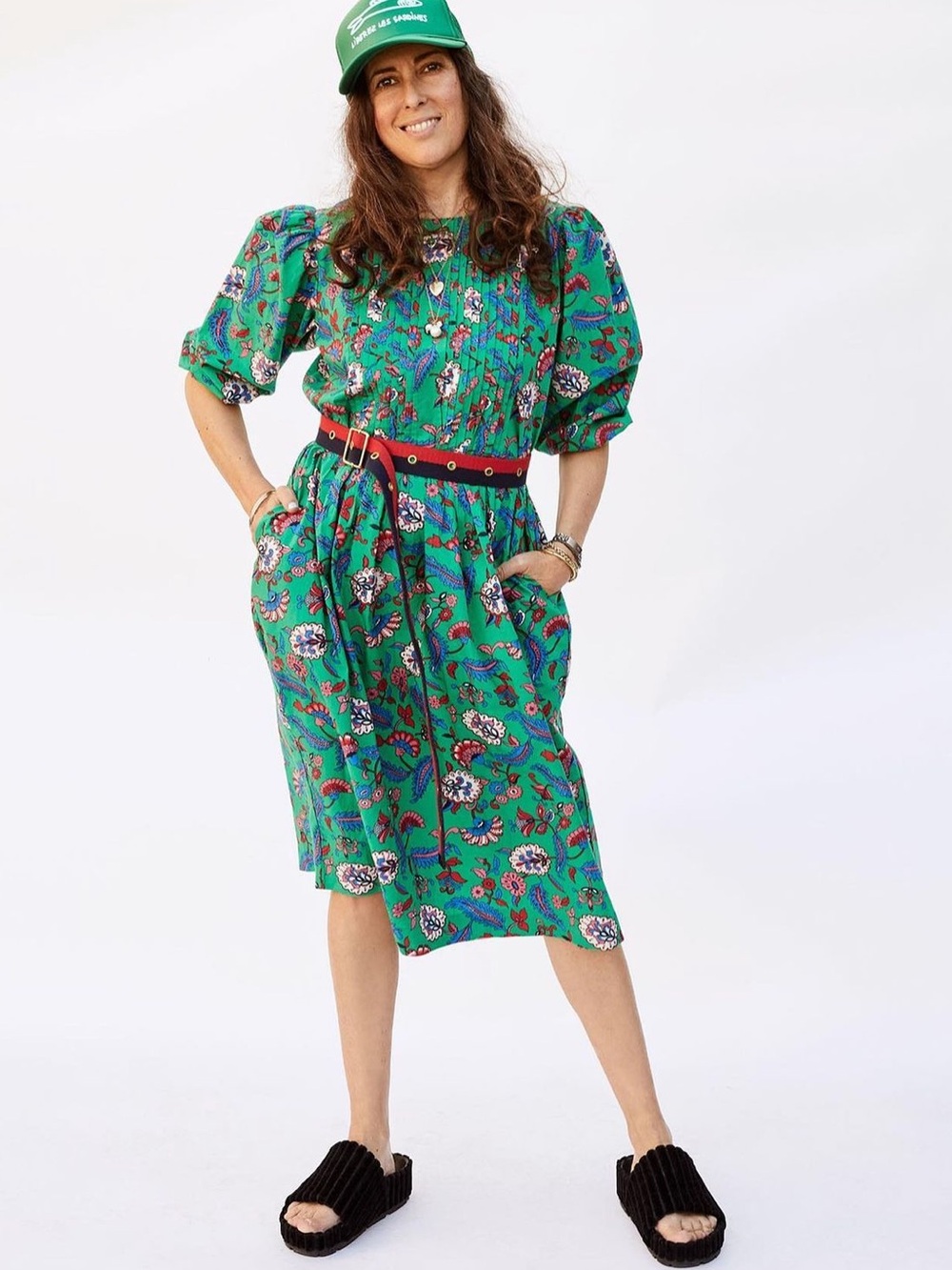 Clare V Francoise dress midi cotton pintuck pleats floral pockets!